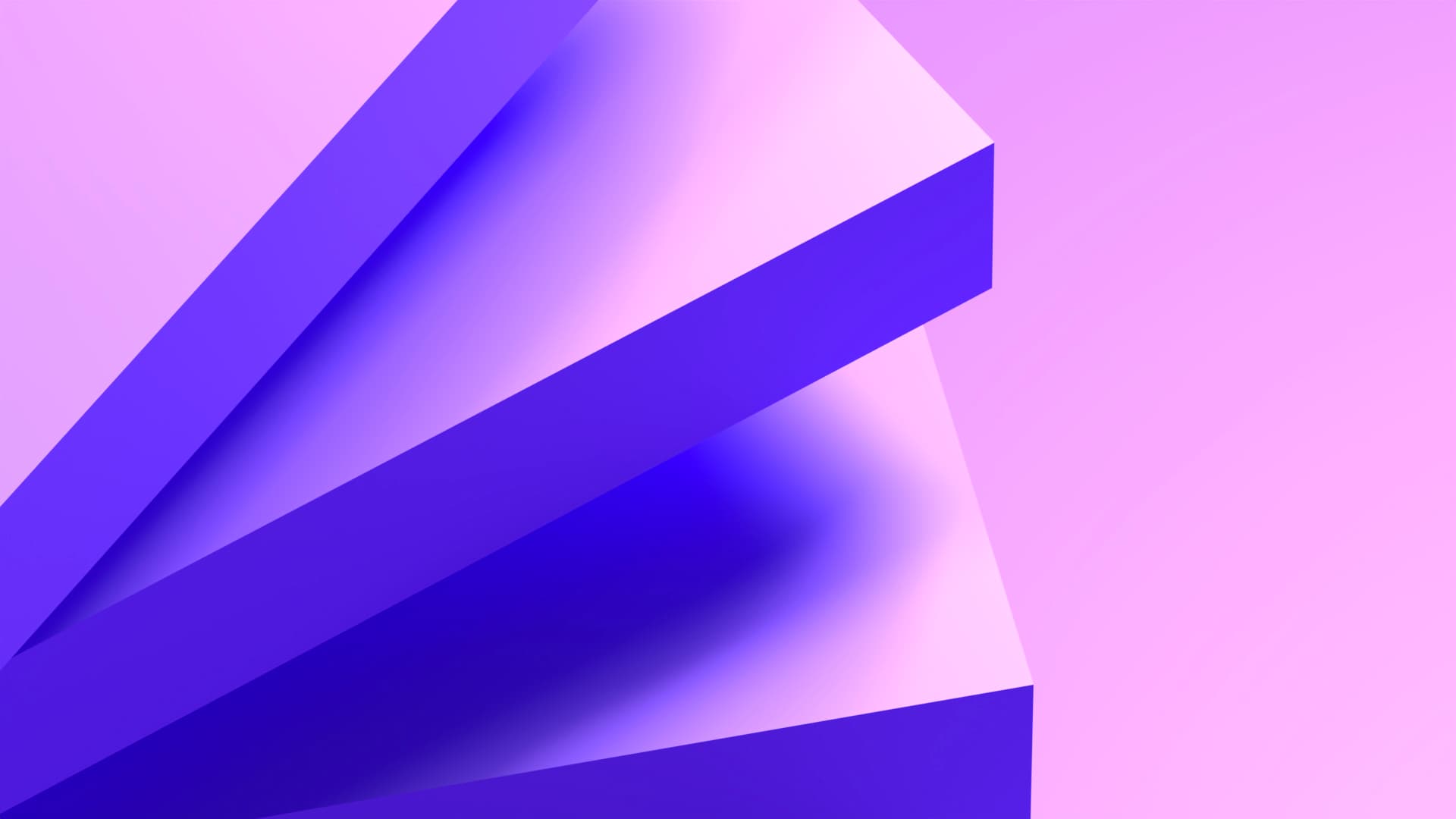 Digital generated image of purple slabs stacked on eachother forming a spiral in a purple hue