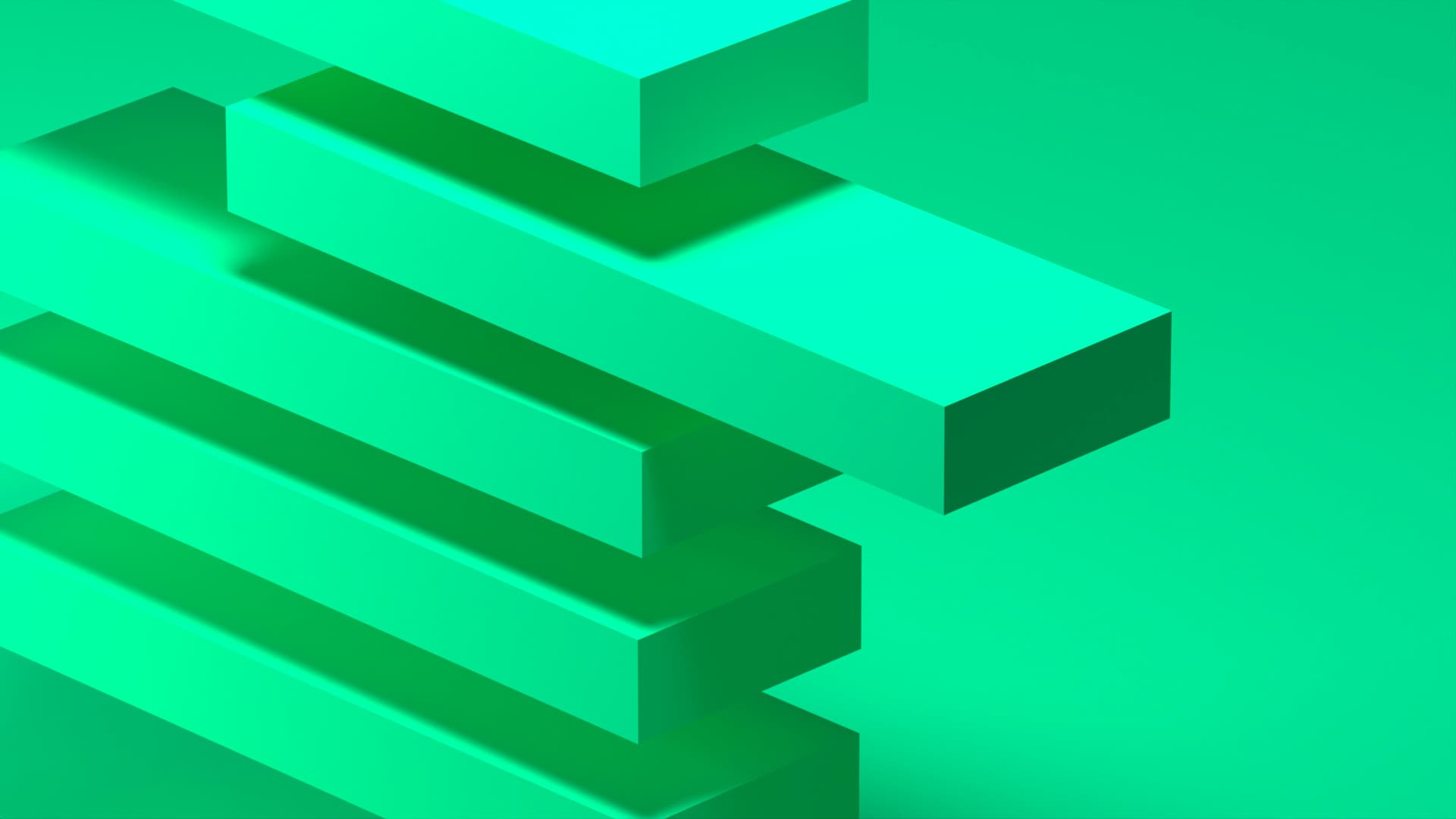 Digital generated image of slabs stacked on top of eachother, in a green hue