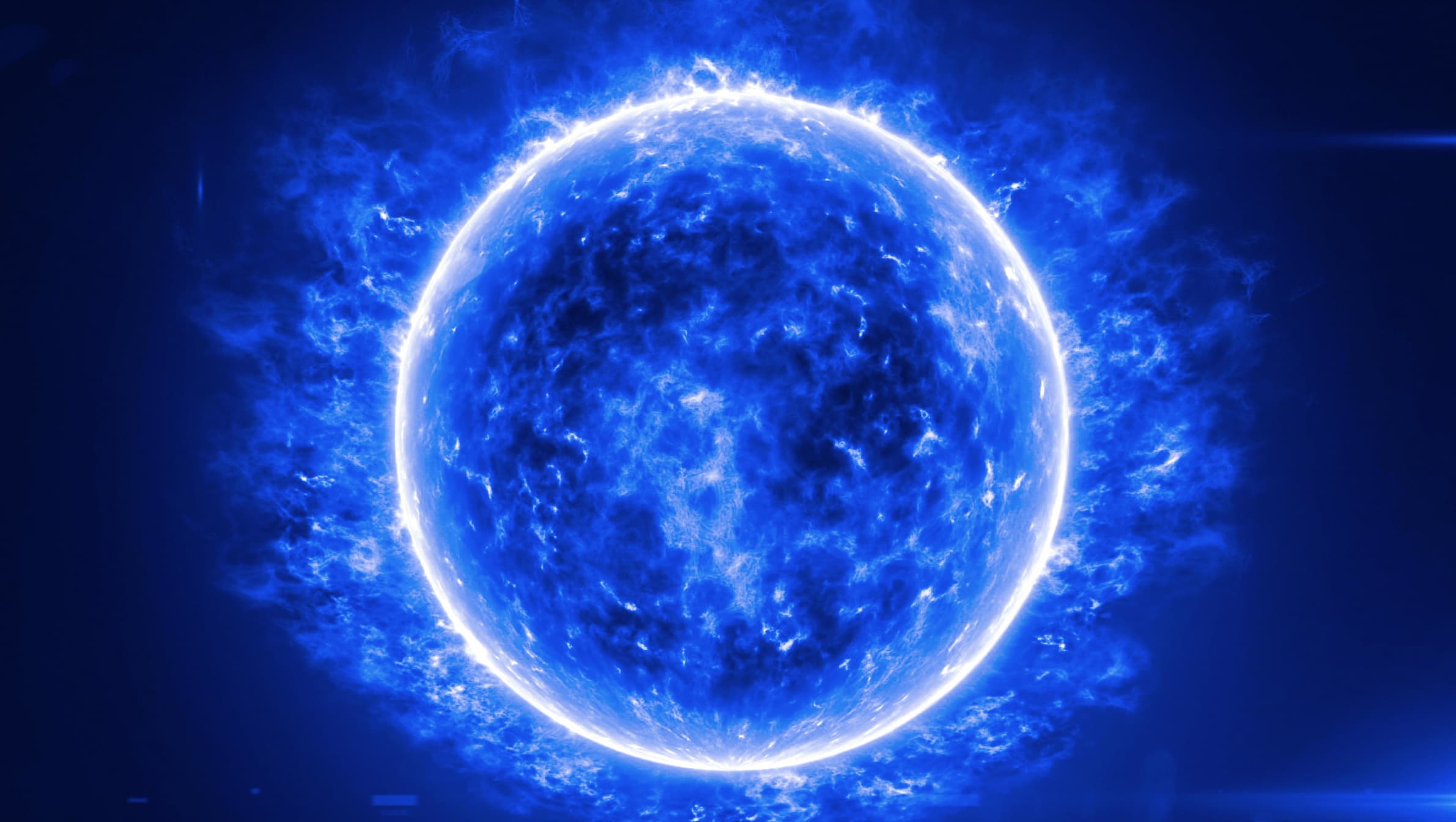 Fiery sphere that looks like a blue sun